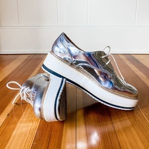 Zara Women’s Silver Platform Shoes 38